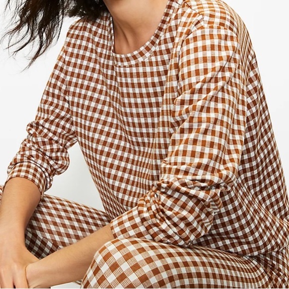 LOU AND GREY BIRDSEYE GINGHAM PONTE SWEATSHIRT SIZE LARGE - Picture 6 of 11